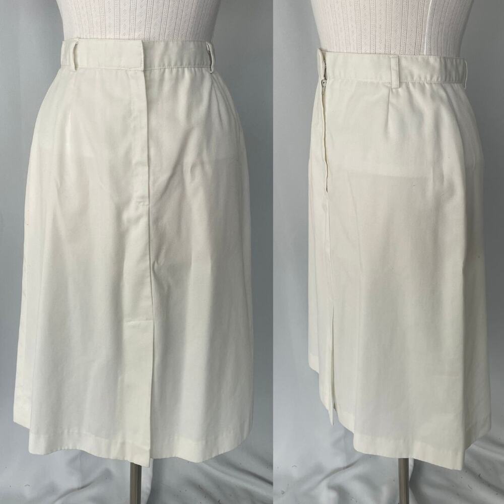 Vintage Midi Skirt Size 14 White Minimal Secretary Retro High Rise 80s 90s